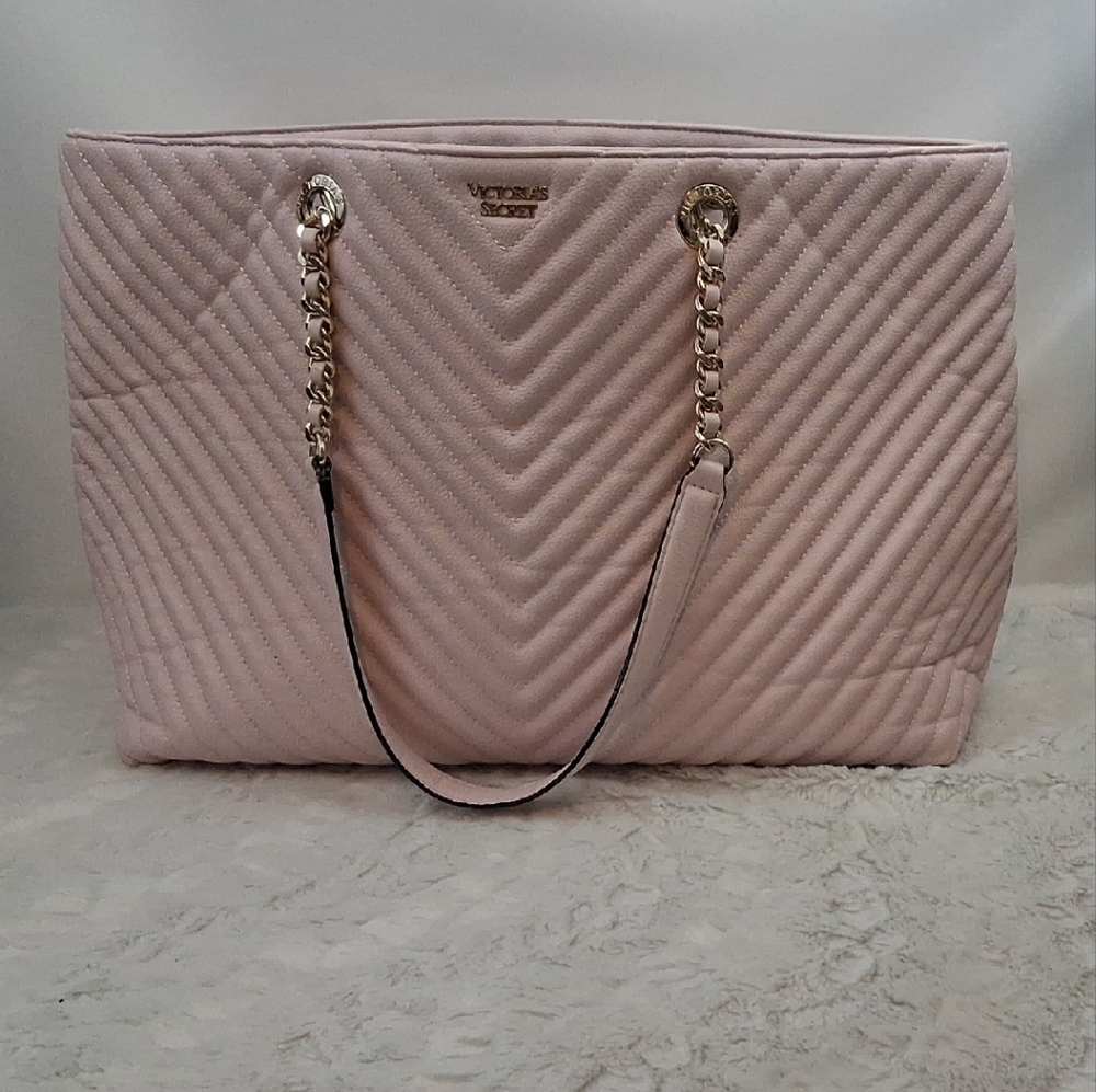 Victoria's Secret Elegant Pink Quilted Tote Bag